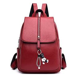 AINUOEY Damen Rucksack Taschen Frauen Elegant Tasche Stadtrucksack Rucksackhandtasche Vintage PU-Leder 76617 1-teilig set Weinrot von AINUOEY