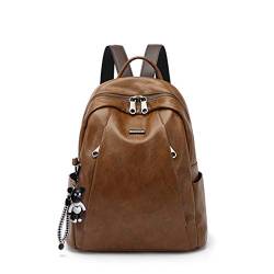 AINUOEY Damen Rucksack Taschen Frauen Elegant Tasche Stadtrucksack Rucksackhandtasche Vintage PU-Leder 76669 1-teilig set Braun von AINUOEY