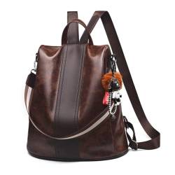 AINUOEY Damen Rucksack Taschen Frauen Elegant Tasche Stadtrucksack Rucksackhandtasche Vintage PU-Leder 76674 1-teilig set Kaffee von AINUOEY