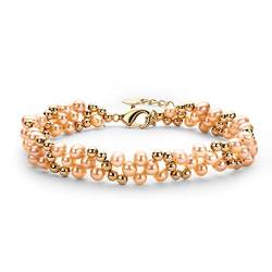 AINUOSHI Armband Damen Rosa Perlen Armband 14 Karat vergoldet Süßwasserperlen Schmuck Geschenke für Frauen Mama Freundin Weihnachten Muttertag von AINUOSHI