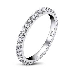 AINUOSHI Damen 925 Sterling Silber Zirkon Ring, Damen Ewige Verlobungsring, Jubiläum Hochzeitsschmuck Geschenk Weißes Gold, 58 (18.5) von AINUOSHI