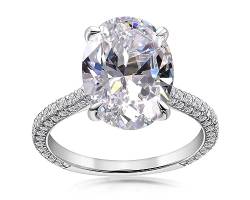 AINUOSHI Damen 925 Sterling Silber Zirkon Ring,5 Karat Ovaler Schnitt Damen Ewige Verlobungsring, Jubiläum Hochzeitsschmuck Geschenk von AINUOSHI