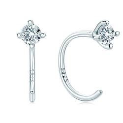 AINUOSHI Damen Ohrringe Silber 925, Moissanit Diamant Ear Cuff Halbe Creolen Weißgold, Schmuck Geschenk für Sie Frauen Mama Freundin Geburtstag Valentinstag von AINUOSHI