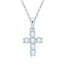 AINUOSHI Kreuz Kette Damen Silber 925 Halskette Moissanit Diamant Anhänger Kreuzkette Silberkette Schmuck Geschenke für Frauen von AINUOSHI