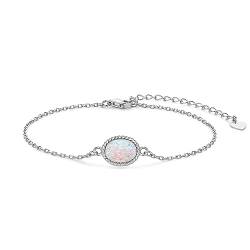 AINUOSHI Opal Armband 925 Sterling Silber Damen Opal Schmuck Geschenk für Frauen Geburtstag Weihnachten Muttertag von AINUOSHI