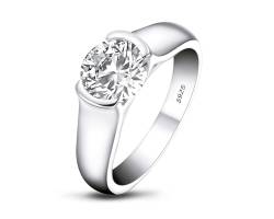 AINUOSHI Ring Damen Silber 925 Eheringe Verlobungsring 2 Karat Rundschliff Moissanite Diamant Damenring Für Frauen von AINUOSHI
