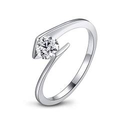AINUOSHI Sterling Silber Zirkonia Verlobung Ehering Ring, 0.5 Karat Jubiläum Hochzeitsschmuck Geschenk von AINUOSHI