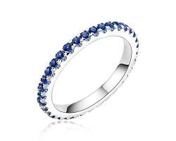 Verlobungsring Runder Zirkonia 1,4 mm Blau Eternity Band Hochzeit 925 Sterling Silber Ring für Damen von AINUOSHI