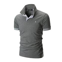 AIOIDI Baumwolle Poloshirt Herren Kurzarm Basic T-Shirt Freizeit Polohemd Grau XL von AIOIDI