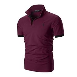 AIOIDI Baumwolle Poloshirt Herren Kurzarm Basic T-Shirt Freizeit Polohemd Rot S von AIOIDI