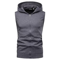 AIOIDI Herren Tank Top Ärmelloser Hoodie Muskelshirt Workout Sport Fitness Unterhemden B-Grau L von AIOIDI