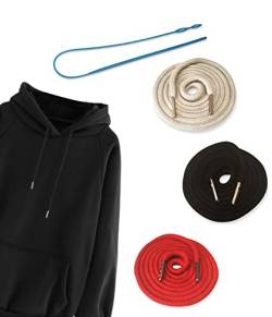 AIQPZ 5 Stück Ersatzschnüre aus Baumwolle Kordel aus Metall für Wanderschuhe， Sporthosen Hosen Sweatshirts Jacken Handtaschen mit 1*Einfädler (Schwarz, Weiß，Rot) von AIQPZ