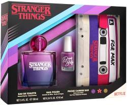 NETFLIX Stranger Things Geschenkset: Eau de Toilette 100ml, Nagellack und Handyhülle in Retro-Kassetten-Optik für Mädchen von AIR VAL INTERNATIONAL