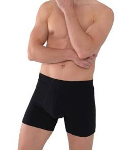 AIRCUTE Waschbare Saugfähigkeit Harninkontinenz-Unterwäsche für Herren, 15,2 cm Schrittlänge, Boxershorts für Blasen-Auslaufschutz (60 ml) (Größe XL, Schwarz) von AIRCUTE