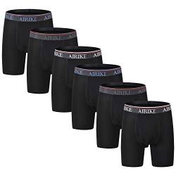 AIRIKE Boxershorts für Herren, langes Bein, weicher Bambus, schwarz, große Größe und hohe Unterhose - - 4X-Large von AIRIKE