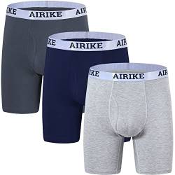 AIRIKE Boxershorts für Herren, langes Bein, weicher Bambus, schwarz, große Größe und hohe Unterhose - - XXX-Large von AIRIKE