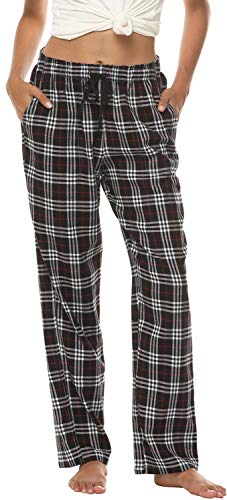 AIRIKE Damen Pyjamahose Warm Lang Baumwolle Weich Schlafanzughose Kariert Winter Nachtwäsche Freizeithose No.3755 L von AIRIKE