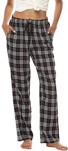 AIRIKE Damen Pyjamahose Warm Lang Baumwolle Weich Schlafanzughose Kariert Winter Nachtwäsche Freizeithose No.3755 XL von AIRIKE