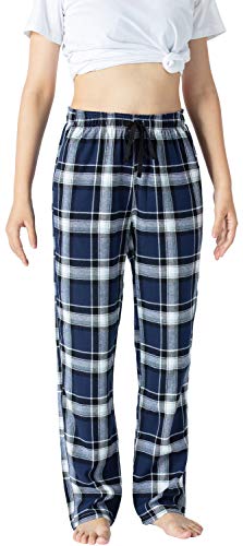 AIRIKE Damen Pyjamahose Warm Lang Baumwolle Weich Schlafanzughose Kariert Winter Nachtwäsche Freizeithose No.3759 L von AIRIKE