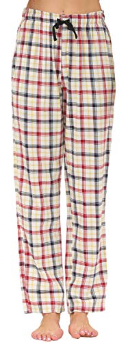 AIRIKE Damen Pyjamahose Warm Lang Baumwolle Weich Schlafanzughose Kariert Winter Nachtwäsche Freizeithose No.3761 XL von AIRIKE