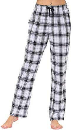 AIRIKE Damen Pyjamahose Warm Lang Baumwolle Weich Schlafanzughose Kariert Winter Nachtwäsche Freizeithose No.3762 S von AIRIKE