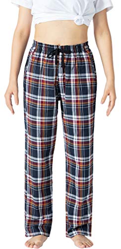 AIRIKE Damen Pyjamahose Warm Lang Baumwolle Weich Schlafanzughose Kariert Winter Nachtwäsche Freizeithose No.6225 M von AIRIKE