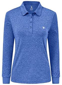 AIRIKE Golf-Polo-Shirts für Damen, langärmelig, bunt, schnelltrocknend, Arbeitskleidung und Aktivkleidung, Sportbekleidung für Damen - Blau - Mittel von AIRIKE