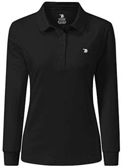 AIRIKE Golf-Polo-Shirts für Damen, langärmelig, bunt, schnelltrocknend, Arbeitskleidung und Aktivkleidung, Sportbekleidung für Damen - Schwarz - XX-Large von AIRIKE