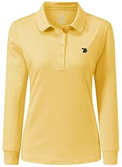 AIRIKE Golf-Poloshirt für Damen, langärmelig, bunt, schnelltrocknend, Arbeitskleidung und Activewear, Damenbekleidung, gelb, Mittel von AIRIKE