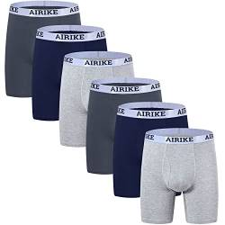 AIRIKE Herren-Boxershorts, langes Bein, weich, schwarz, große Größe und hohe Unterhose, 2 x 3 Farben, 2 Stück, X-Large von AIRIKE