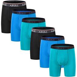 AIRIKE Herren-Boxershorts, langes Bein, weich, schwarz, große Größe und hohe Unterhose, 2 x 3 Farben, XXX-Large von AIRIKE