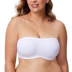 AISILIN Damen Trägerloser BH Große Größen Bandeau Minimizer BHS mit Bügel Nahtloser Silikonfrei Weiss 95C von AISILIN