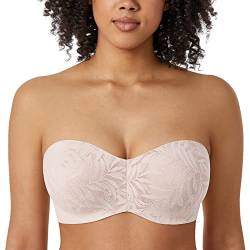 AISILIN Damen Trägerloser BH Große Größen Minimizer Bandeau BH mit Bügel Spitze Multiway Ungefüttert Rose White 70E von AISILIN