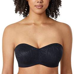 AISILIN Damen Trägerloser BH Große Größen Minimizer Bandeau BH mit Bügel Spitze Multiway Ungefüttert Schwarz 70E von AISILIN