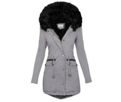 AISORG Women's Parker Coat Medium Length Hooded Winter Warm Fleece Coat and Cotton Coat (Baumwolljacke3,L) von AISORG