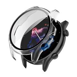 AISPORTS 2er Pack Kompatibel mit Amazfit GTR 3/3 Pro Displayschutzfolie mit Hülle, Hart PC Bumper Case HD Klare gehärtete Glasfolie Anti-Scratch Full Coverage Schutzhülle für Amazfit GTR 3/3 Pro von AISPORTS