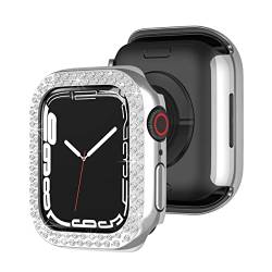 AISPORTS 2er Pack kompatibel mit Apple Watch Series 7 Hülle 45mm für Damen, Hard PC Edge Bumper Case Doppelreihig Bling Crystal Diamond Strass Rahmen Schutzhülle für iWatch Series 7 45mm von AISPORTS