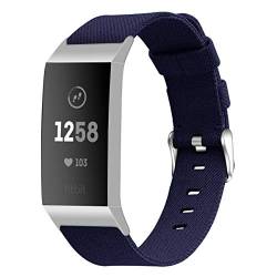 AISPORTS Kompatibel mit Fitbit Charge 3 Armbandp/Fitbit Charge 4 Armband für Damen Herren, Weiches Atmungsaktives Canvas Sportarmband Ersatzarmband für Fitbit Charge 3/Fitbit Charge 4 Fitness Tracker von AISPORTS