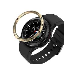 AISPORTS Lünettenring Kompatibel mit Samsung Galaxy Watch 4 Classic 42mm Lünettenschlaufe,Selbstklebende Abdeckung,Kratzfeste Edelstahl Metalllünette Schutzhülle für Samsung Galaxy Watch4 Classic 42mm von AISPORTS