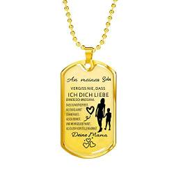 AITENME Dog Tag Kette Für Meinen Sohn Von Mama,Schmuck Herren Halskette Geschenke (Gold) von AITENME