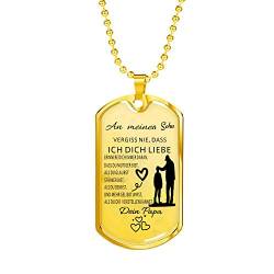 AITENME Dog Tag Kette Für Meinen Sohn Von Papa,Schmuck Herren Halskette Geschenke (Gold) von AITENME