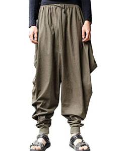 AITFINEISM Männer Haremshose Bequeme Elastische Taille Hosen Mode Einfarbig Casual Yoga Hippies Hosen (Grün,4XL) von AITFINEISM