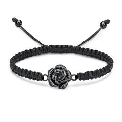 AIWENXI Rose Blume Einäscherung Armband für Asche für Frauen handgemachte geflochtene Seil verstellbare Armreif Keepsake Urne Memorial Schmuck Geschenk von AIWENXI