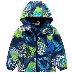 AIWUHE Mädchen Jungen Wasserdicht Jacke mit Fleecefütterung Warm Übergangsjacke Outdoorjacke Kinder Atmungsaktiv Winddicht Wanderjacke mit Kapuze Blau 134-140 7-8 Jahre von AIWUHE