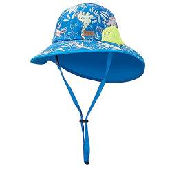 AIWUHE Sonnenhut Baby Kinder UV 50+ Sommerhut Mädchen Schirmmütze Jungen mit Nackenschutz Blau S 6-24 Monate von AIWUHE