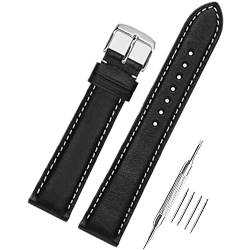 AIYIRUO Vintage Leder Uhrenarmband mit Edelstahl Silber Schnalle,Quick release Armband für Uhren, Ersatzarmband 18mm 20mm 22mm Herren Damen von AIYIRUO