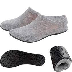 AIYUE Kuschelsocken mit ABS Sohle Damen Slipper Socken Hausschuhsocken mit Rutschfester Stoppersocken Wintersocken Haussocken Hüttensocken mit Anti Rutsch, dicke und dünne Socken (Medium, Dünne Grau) von AIYUE