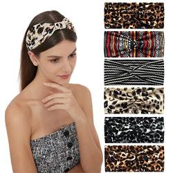 Breites Haarband Kopftücher für Frauen Stoff elastisch weich Boho Stirnband Blume Kopf wickeln Bandanas für Frauen Yoga Sport Haarbänder (NP6BOHO) von AIZIYIN