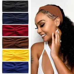 Kopftücher für Frauen Breite Stirnbänder Boho Mode geknotet Haarbänder für Erwachsene Frauen Mode Bandanas Yoga Sport Haarschmuck (6NchunseYellow) von AIZIYIN