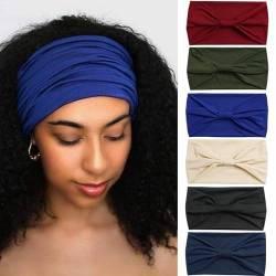 Kopftücher für Frauen Breite Stirnbänder Boho Mode geknotet Haarbänder für Erwachsene Frauen Mode Bandanas Yoga Sport Haarschmuck (6Wchunse3) von AIZIYIN